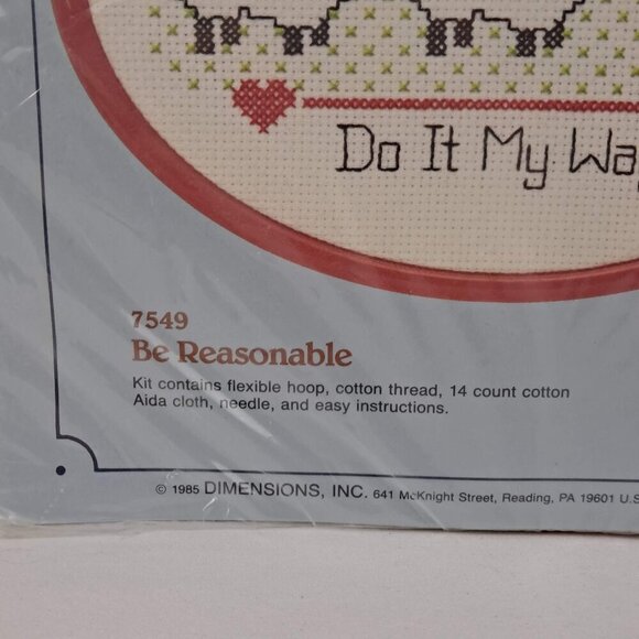 Stitchables Be Reasonable #7549 Counted Cross Stitch Kit NWT - Picture 3 of 5